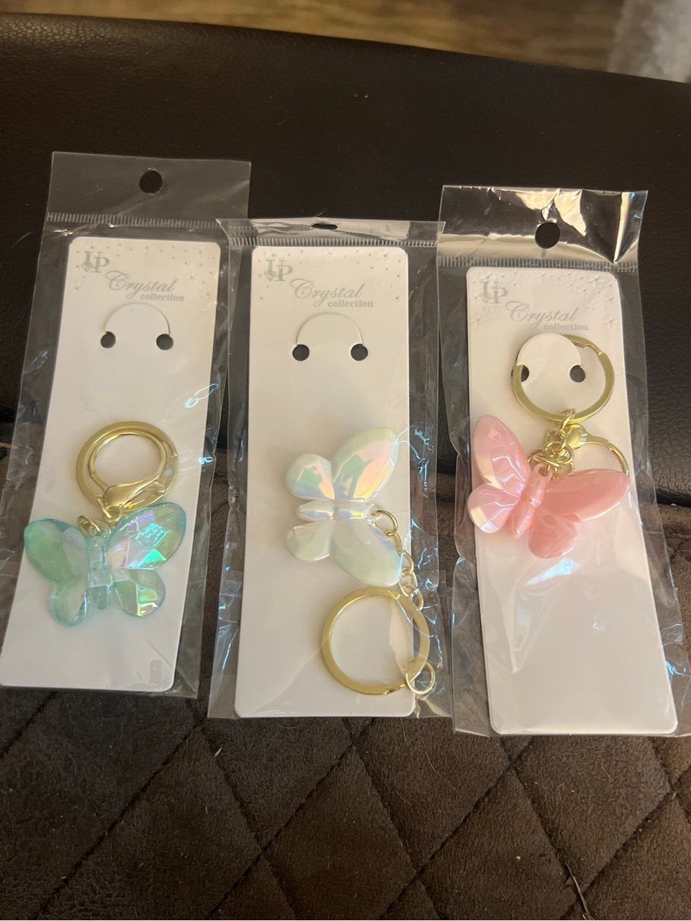 NWT LP Crystal Collection Iridescent Butterfly Keychains / Bag Charms